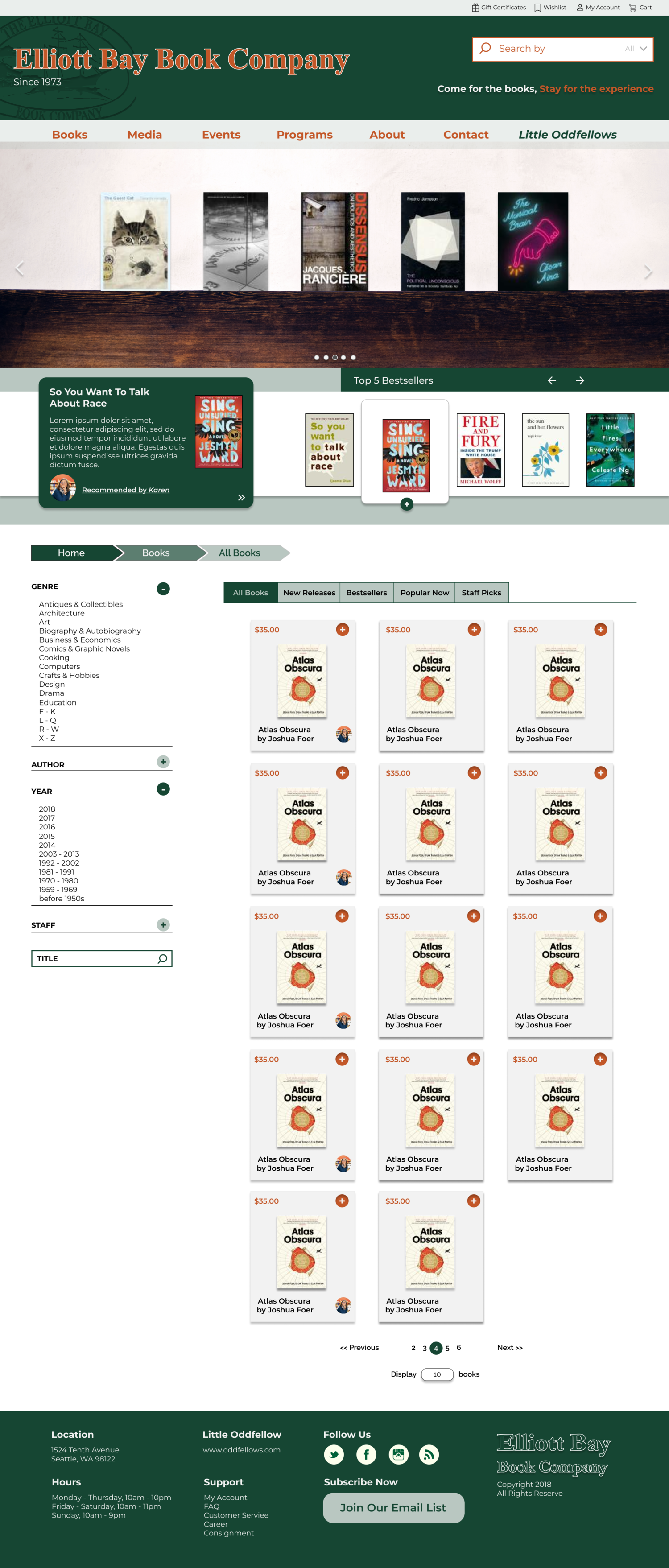 Final Books page design