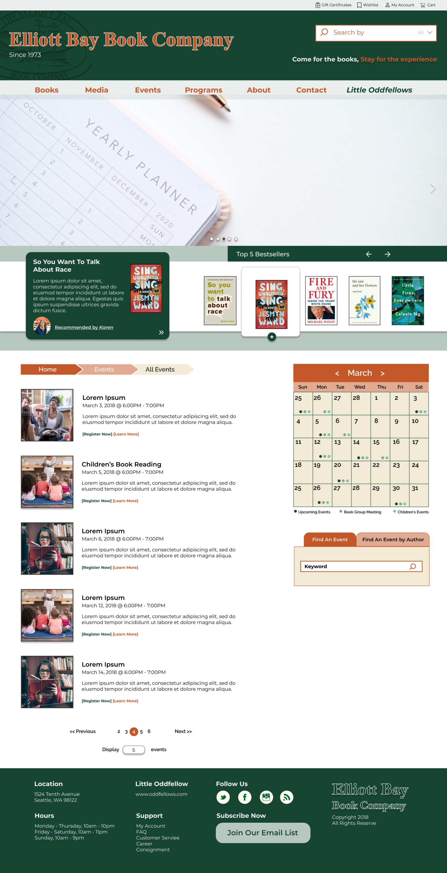 Final Events page design