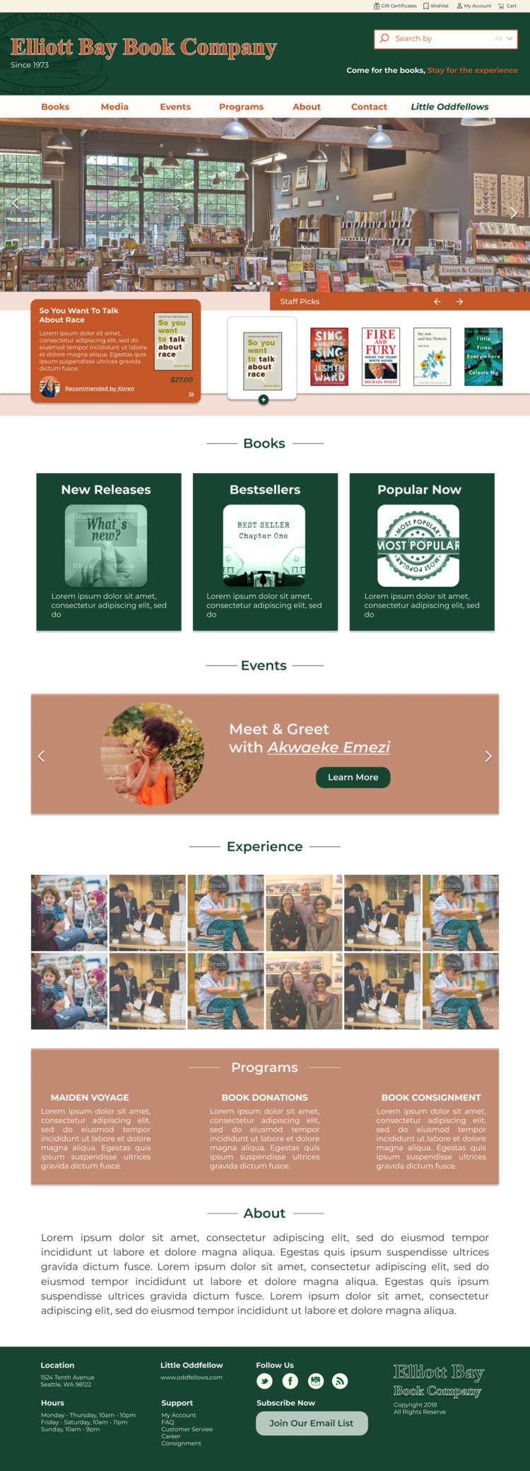 High-fidelity home page in a warm palette