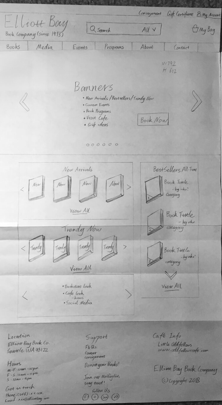 Home page low-fidelity, design 1