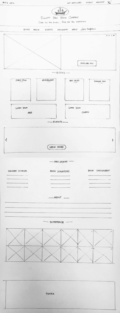 Home page low-fidelity, design 2