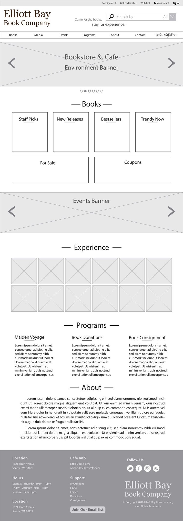 Home page mid-fidelity exploration